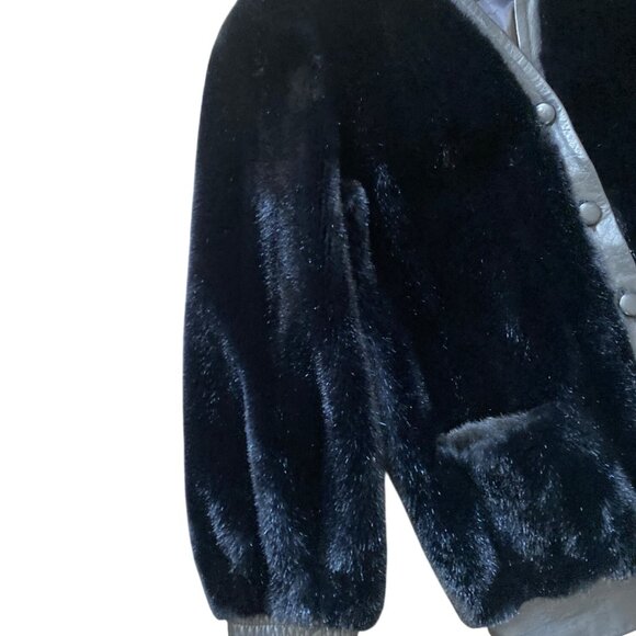 Vintage Lilli Ann Faux Fur Leather Trim Jacket 1960s England Sz M - Picture 11 of 11